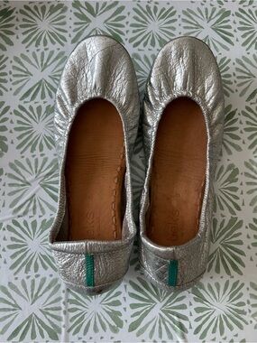 Tieks Silver Screen Crinkle Leather Ballet Flats